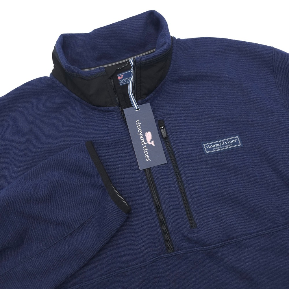 Vineyard Vines Mens XXL Mountain Sweater Fleece Quarter Zip Nautical Navy NWT